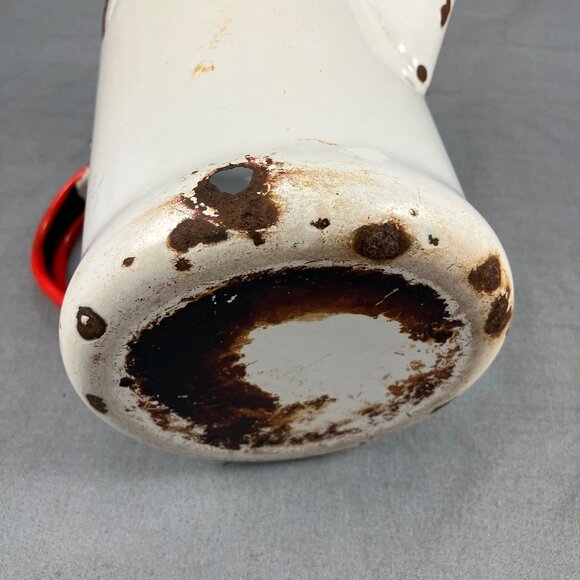 Antique Enamel Coffee Pot Metal Enamelware 6" (Missing Lid, Hole, Rust) Planter - Picture 6 of 9